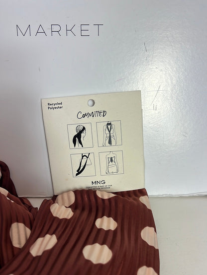 MANGO. Pañuelo multiusos marrón plisado lunares. TU