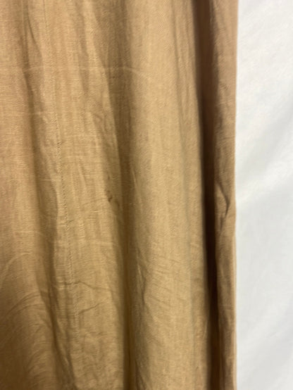 ZARA. Vestido midi lino camel y flúor . T S