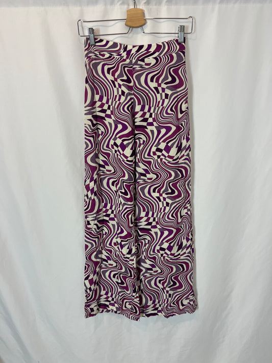 NOON. Pantalón fluido estampado retro. T 34