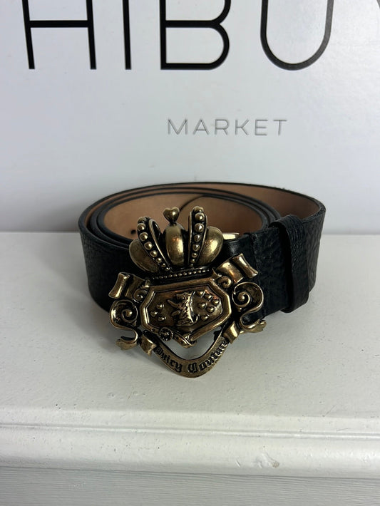 JUICY COUTURE. Black leather belt with buckle. Size 90