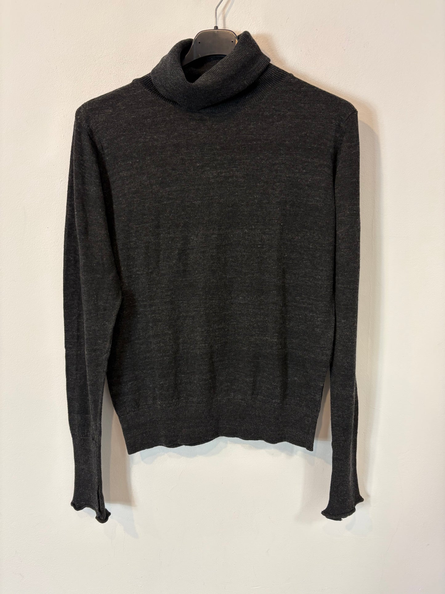 ZARA. Jersey gris jaspeado cuello vuelto