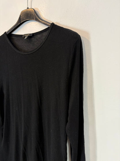 MASSIMO DUTTI. Top negro manga larga con lana. T M