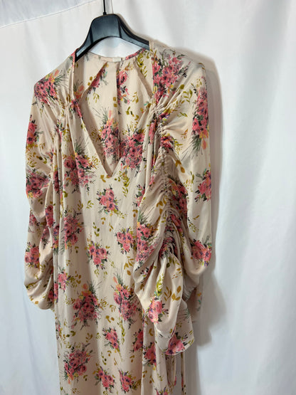 MANGO. Vestido beige flores  T.xs