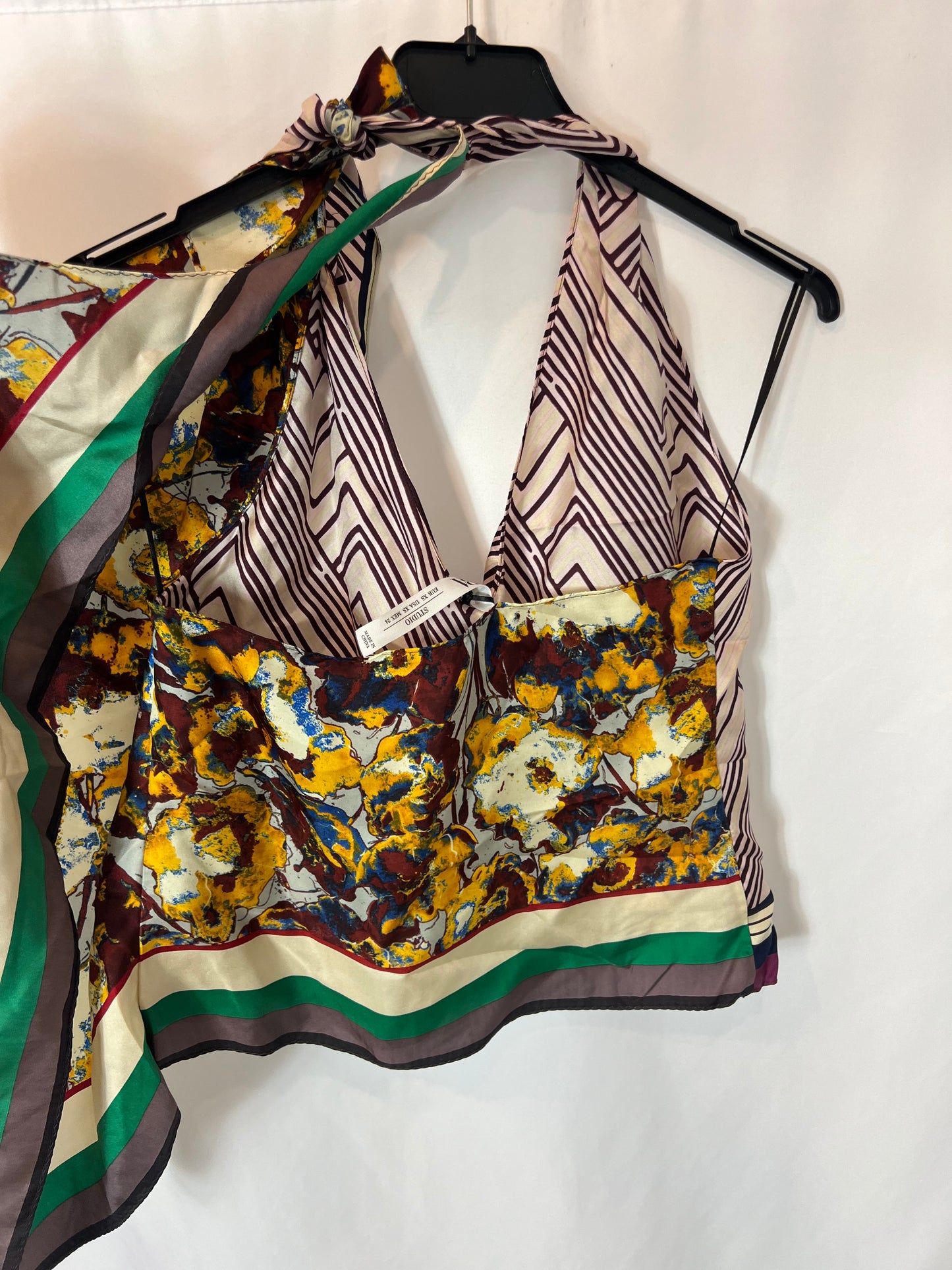 ZARA. Printed silk top. Size XS