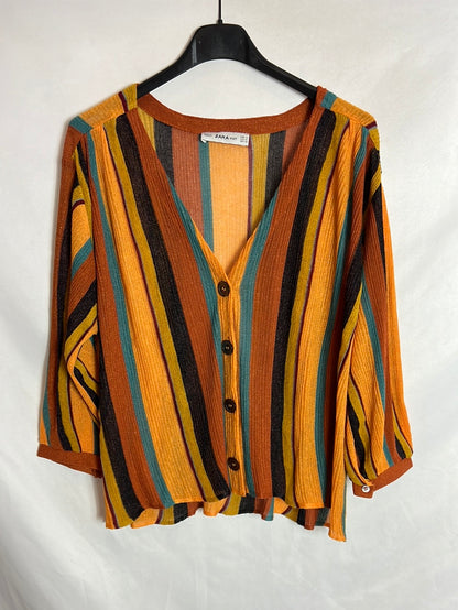 ZARA. Top rayas abotonado. T S