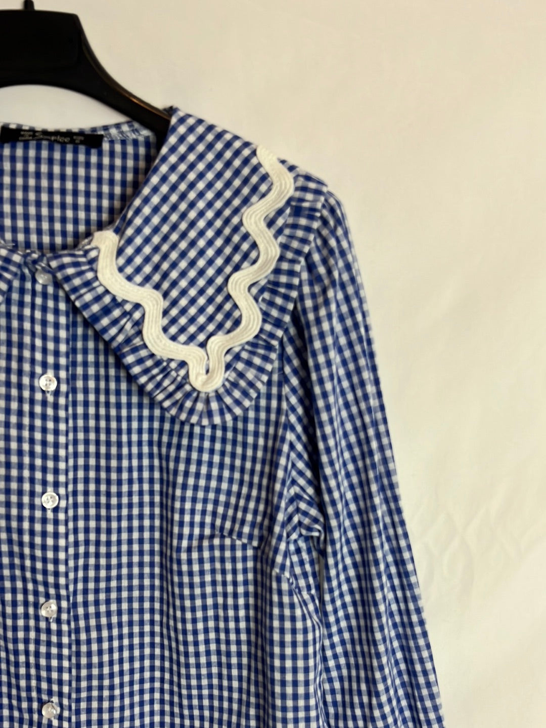 SIMPLEE. Blue gingham shirt. TS