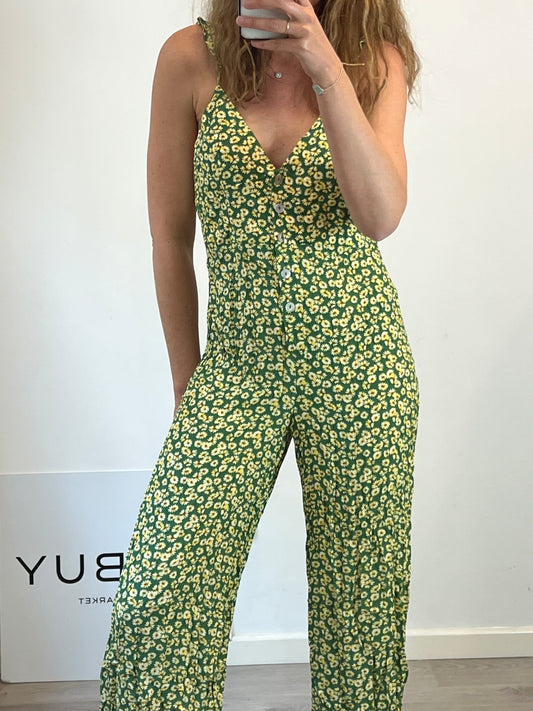 ZARA. Mono verde flores T.l (m/l)