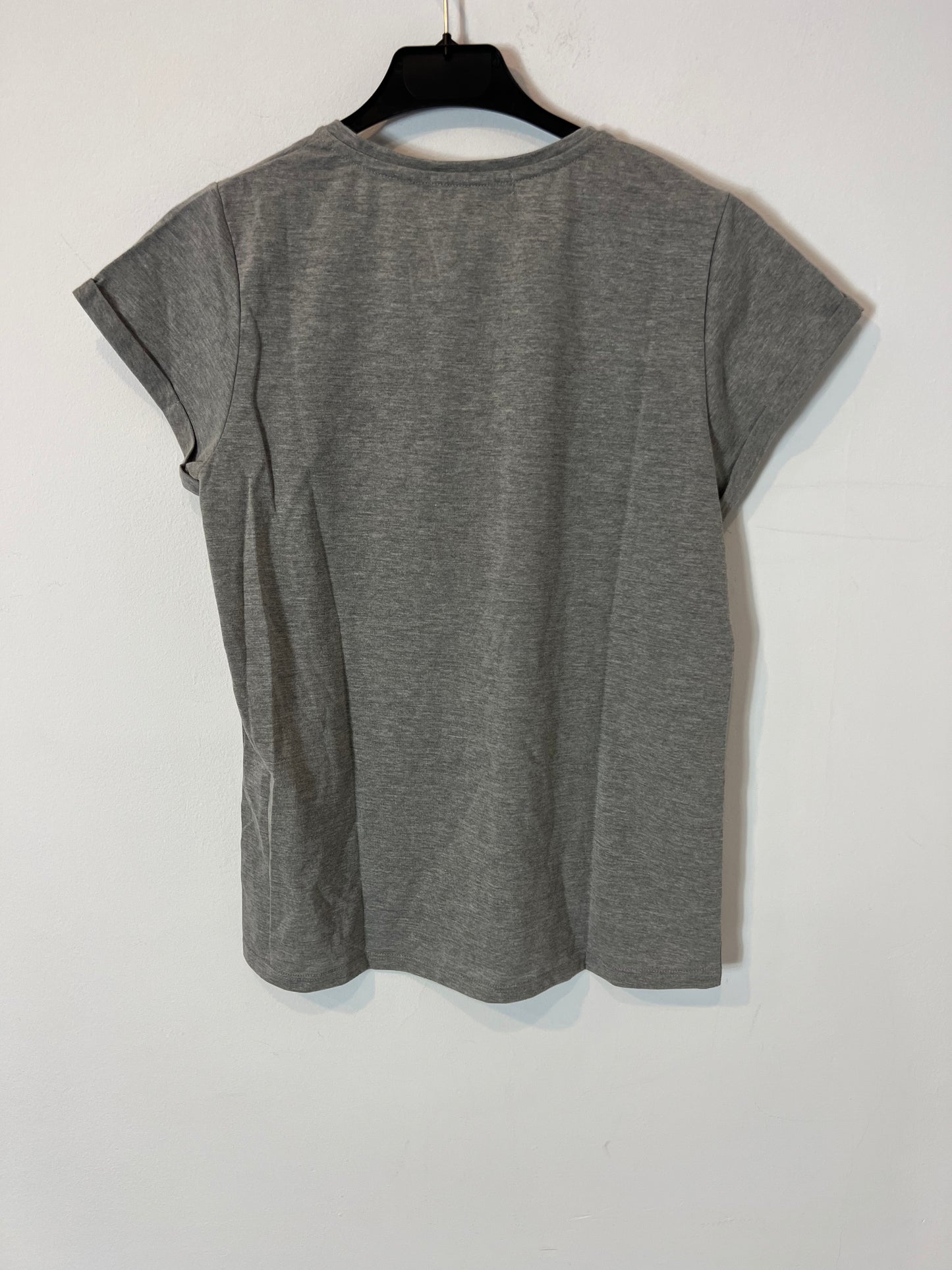 POÉTE. Camiseta gris letras terciopelo. T M