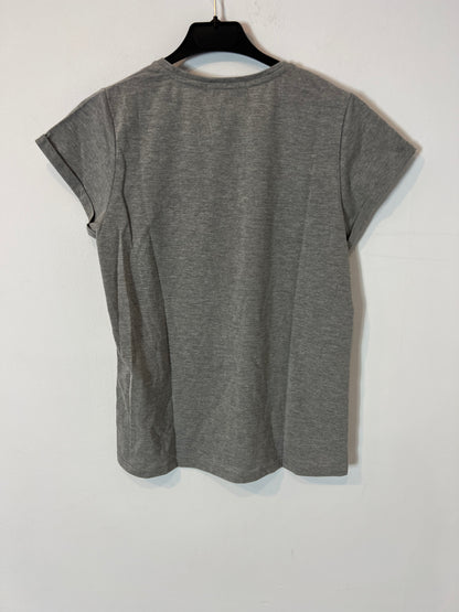 POÉTE. Camiseta gris letras terciopelo. T M