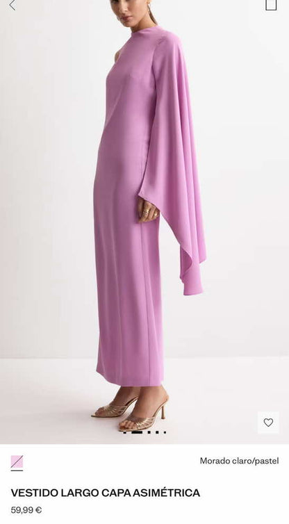 MANGO. Vestido largo capa asimétrica