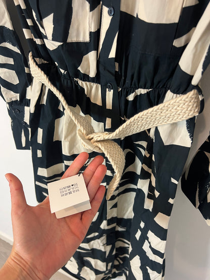 ZARA. Vestido midi camisero bicolor. T S