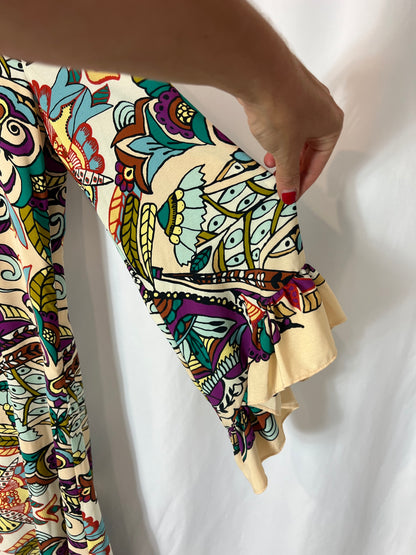 ZARA. Vestido largo estampado estilo túnica. T M