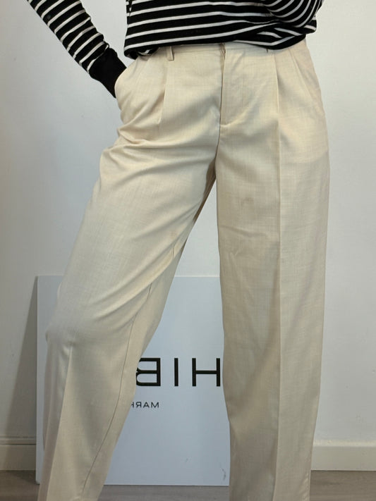 SELECTED. Pantalón beige pinzas fluido  T.34