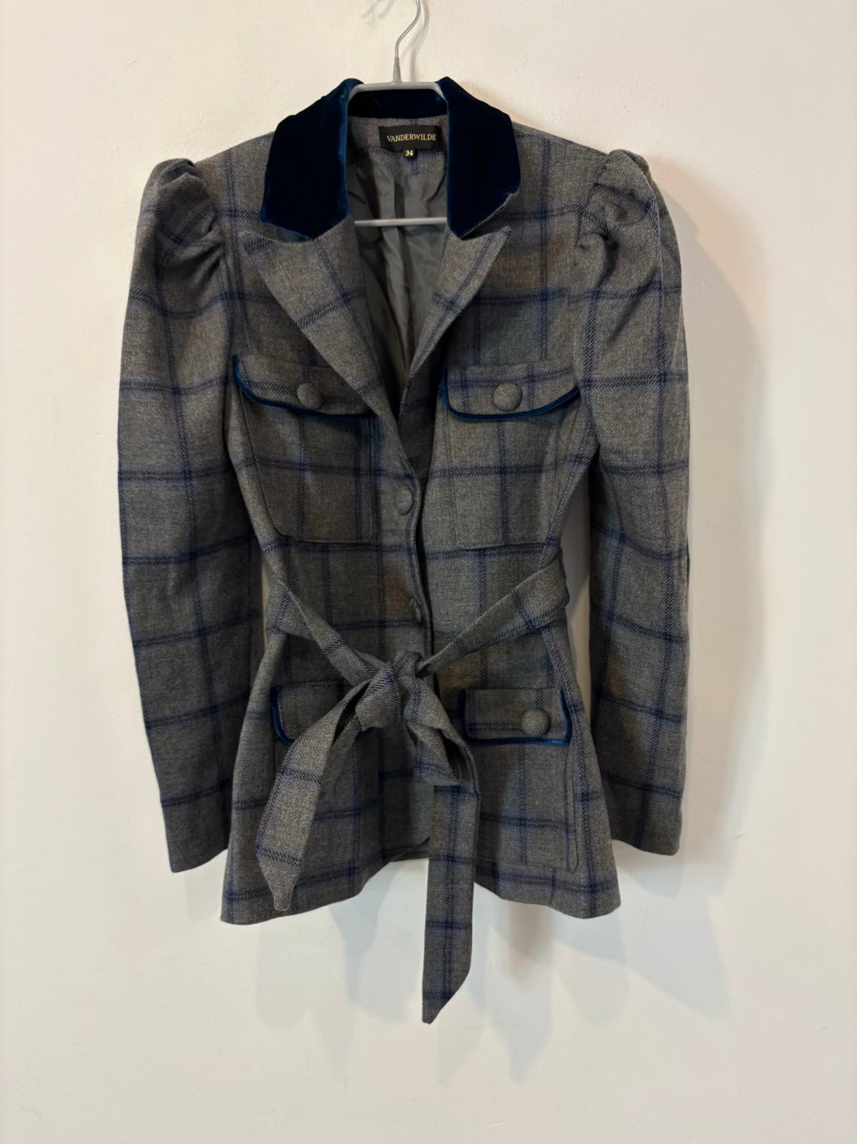 VANDERWILDE. Chaqueta lana y terciopelo tonos azules