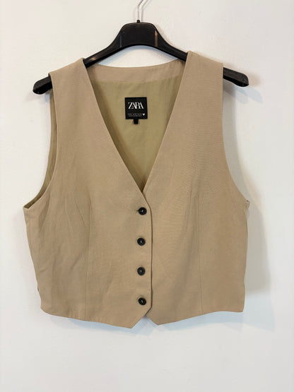 ZARA. Chaleco beige tostado mezcla. T M