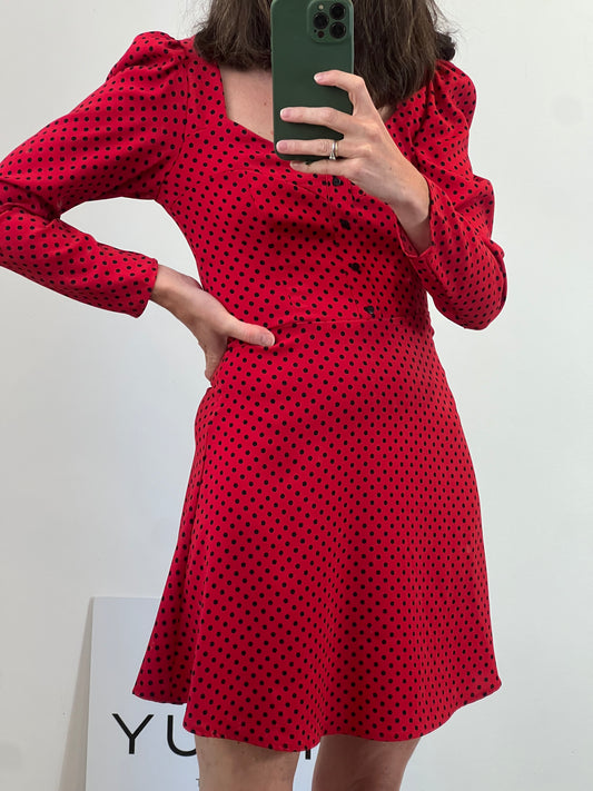 ZARA. Vestido rojo lunares T.s