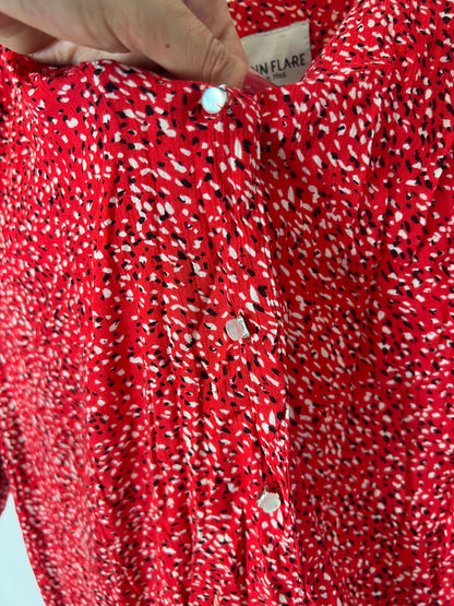 FINN FALRE. Vestido midi rojo estampado . T M