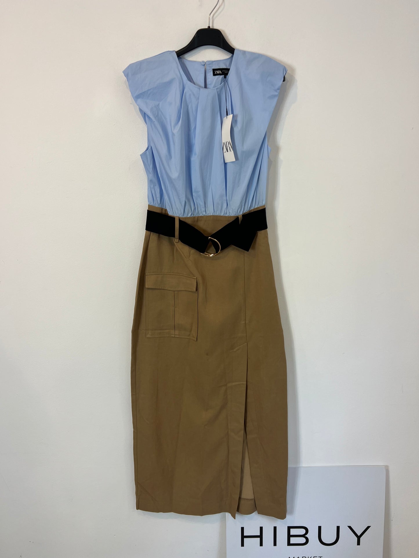 ZARA. Vestido midi tricolor. T XS