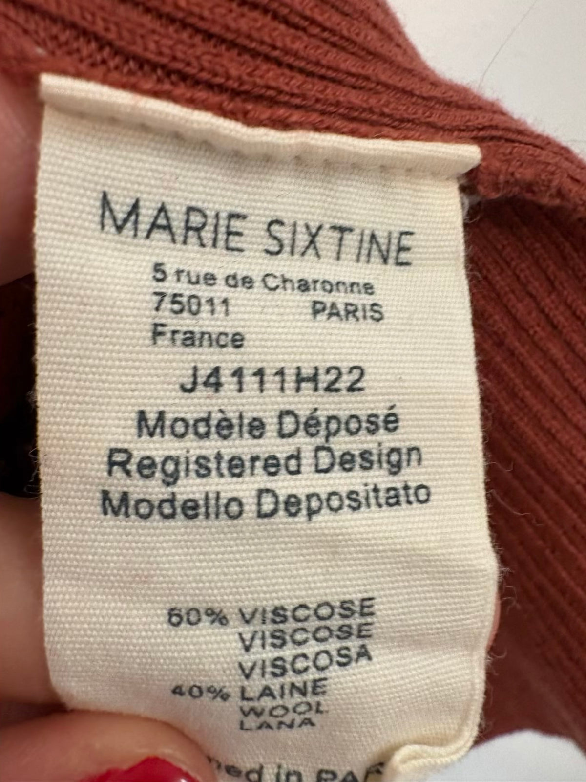 MARIE SIXTINE. Jersey calado lana en teja