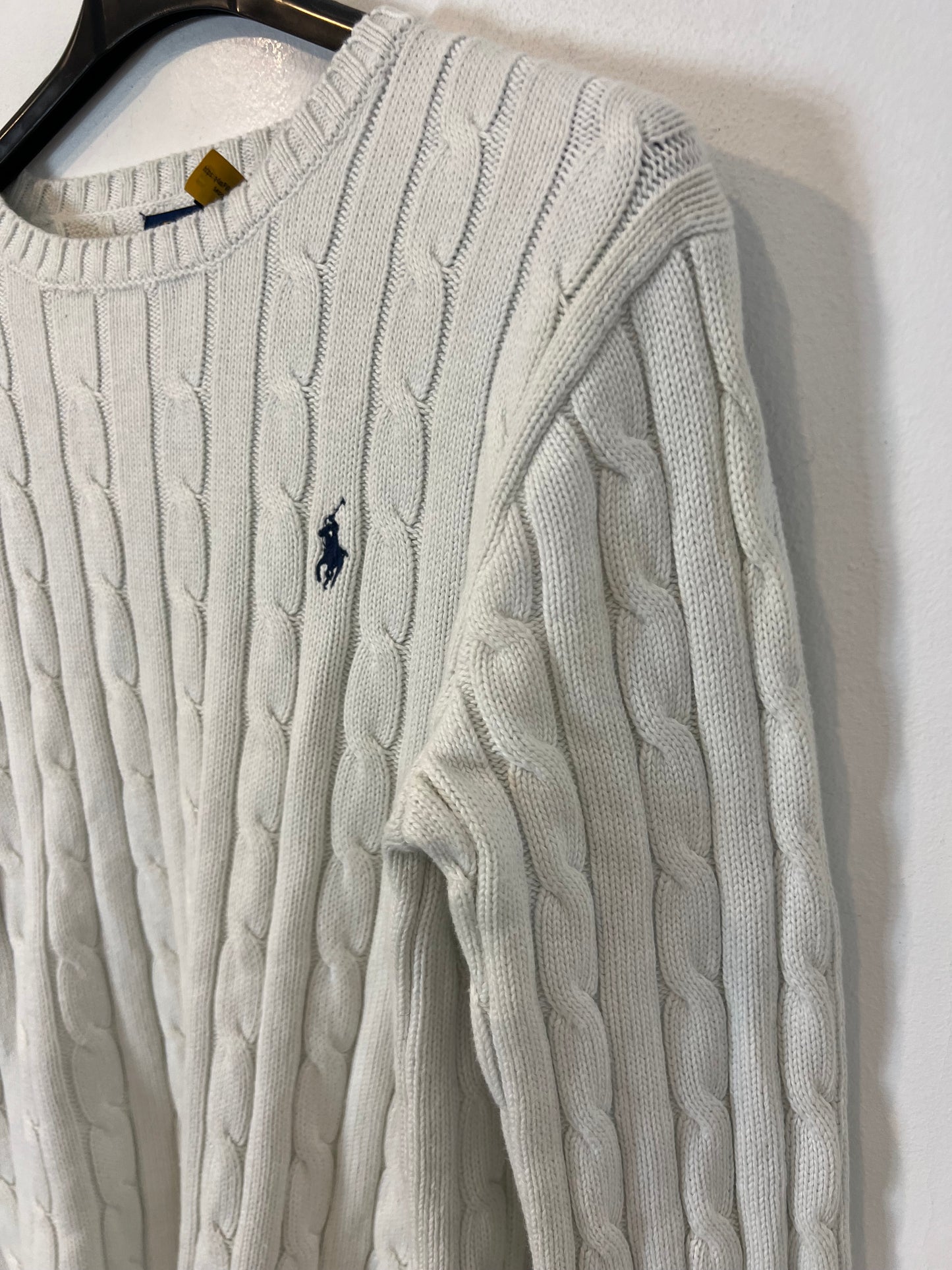 POLO RALPH LAUREN. Off-white cable-knit sweater. TS