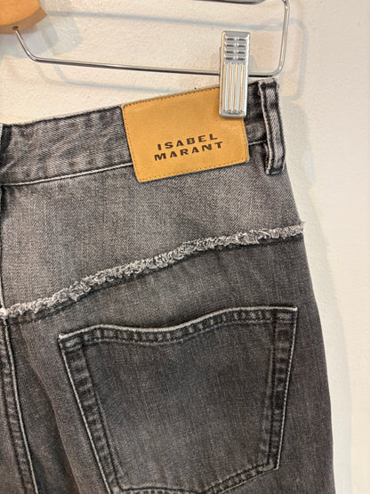 ISABEL MARANT . Denim gris abotonado cintura alta. T 34
