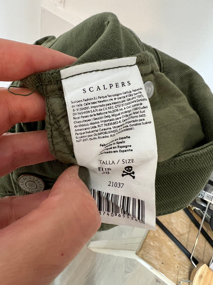 SCALPERS. Pantalón verde denim. T 38