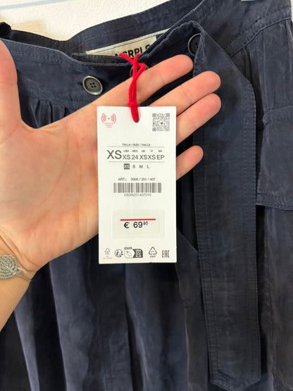 ZARA SRPLS. Falda midi azul fluida