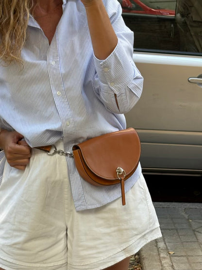ZARA. Riñonera/ bolso piel camel