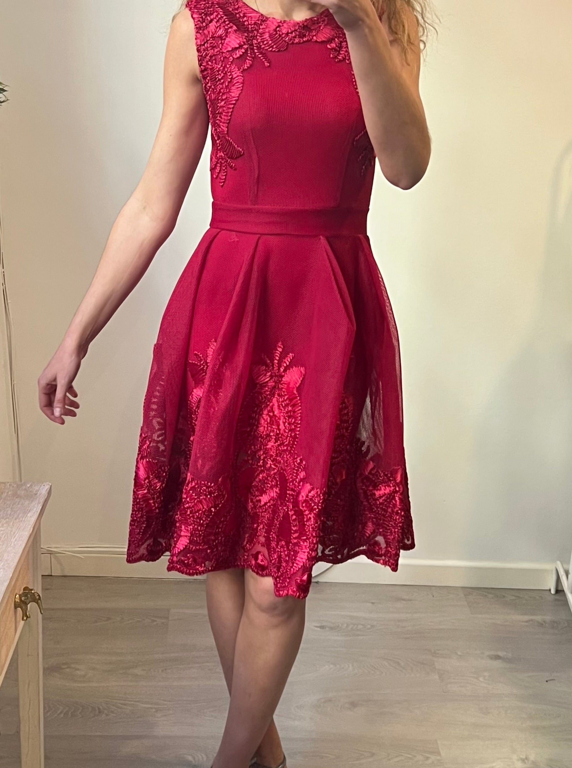 MAJE. Double-textured burgundy dress S.1 (s) Hibuy market MAJE. Double-textured burgundy dress S.1 (s) Hibuy market