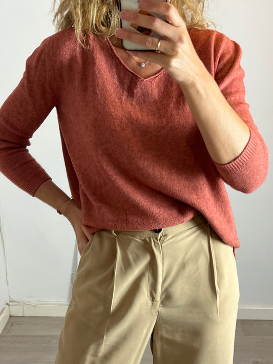 OTRAS. Jersey teja escote pico  TU(S/M)