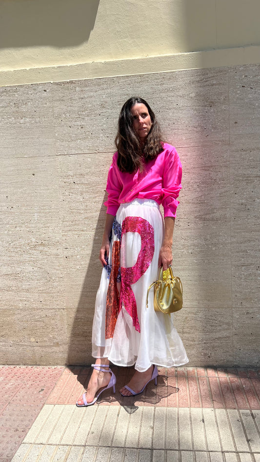 P.A.R.O.S.H. Falda midi tul lentejuelas