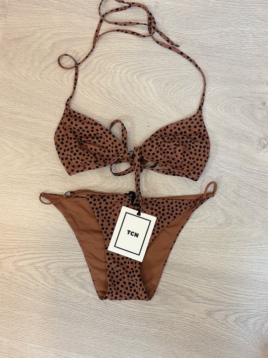 TCN. Bikini marrón topitos negros. T XS/S
