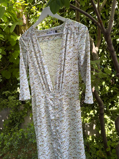 MELENA DE LEON. Vestido largo estampado aberturas