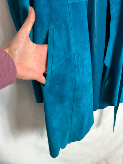 JUST CAVALLI. Chaqueta  turquesa piel fluida. T 38