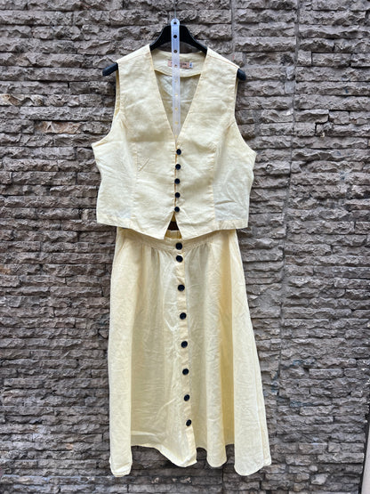 MERCULES. Conjunto lino top y falda midi. T S/M