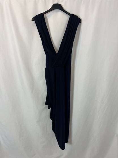 COLOR NUDE. Vestido azul fluido. T S