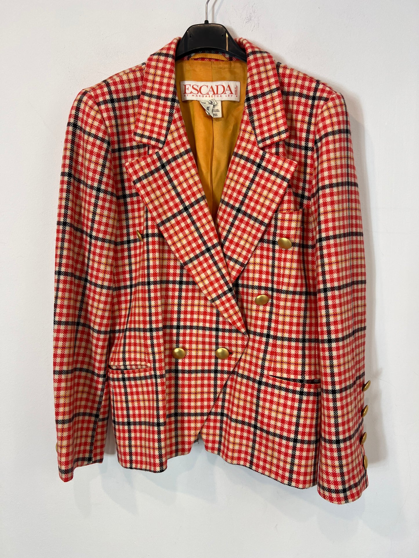 ESCADA. Chaqueta lana cuadros. T 38