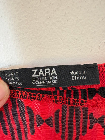 ZARA. Vestido largo elástico estampado retro. T S