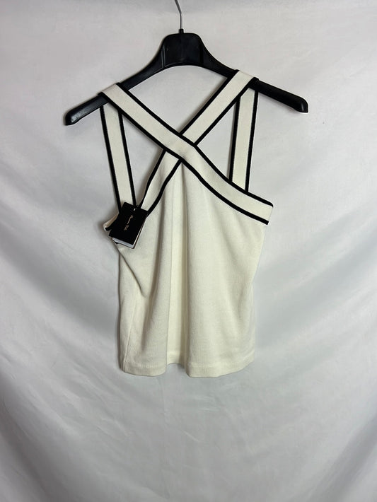 MASSIMO DUTTI. White knitted TS top