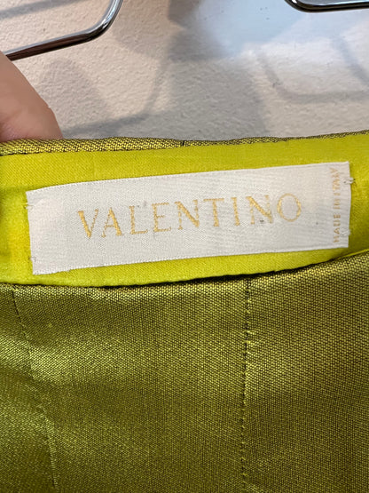 VALENTINO. Falda seda verde tablas. T 8 (38)