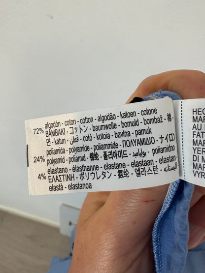 ZARA. Falda midi azul costuras