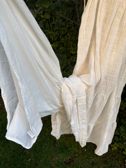 Vestido largo blanco conchas