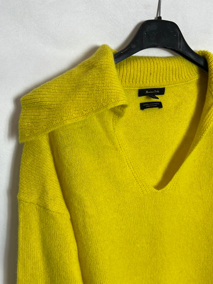 MASSIMO DUTTI. Jersey lana polero amarillo. T XS