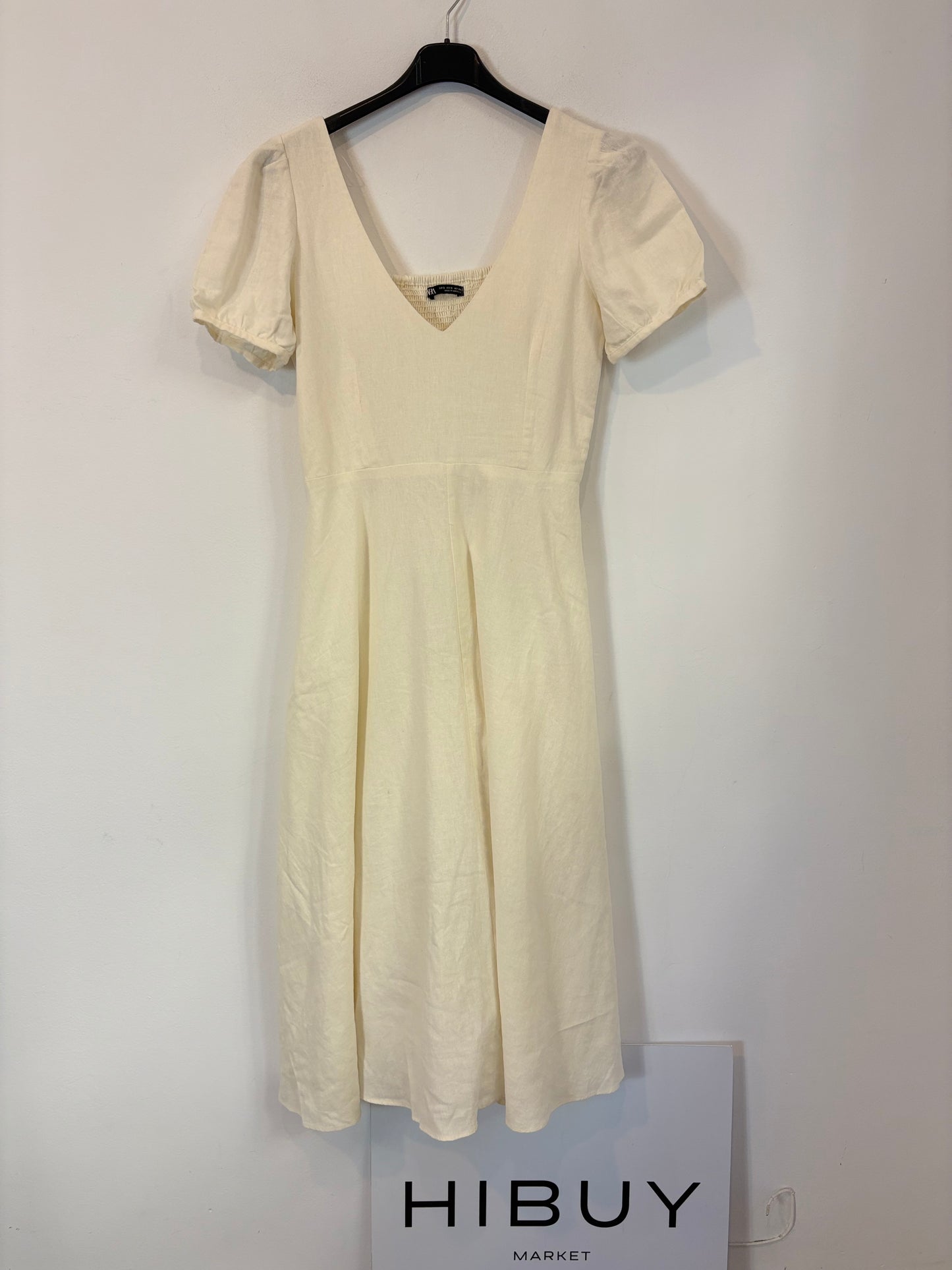 ZARA. Vestido midi color crudo mezcla. T S