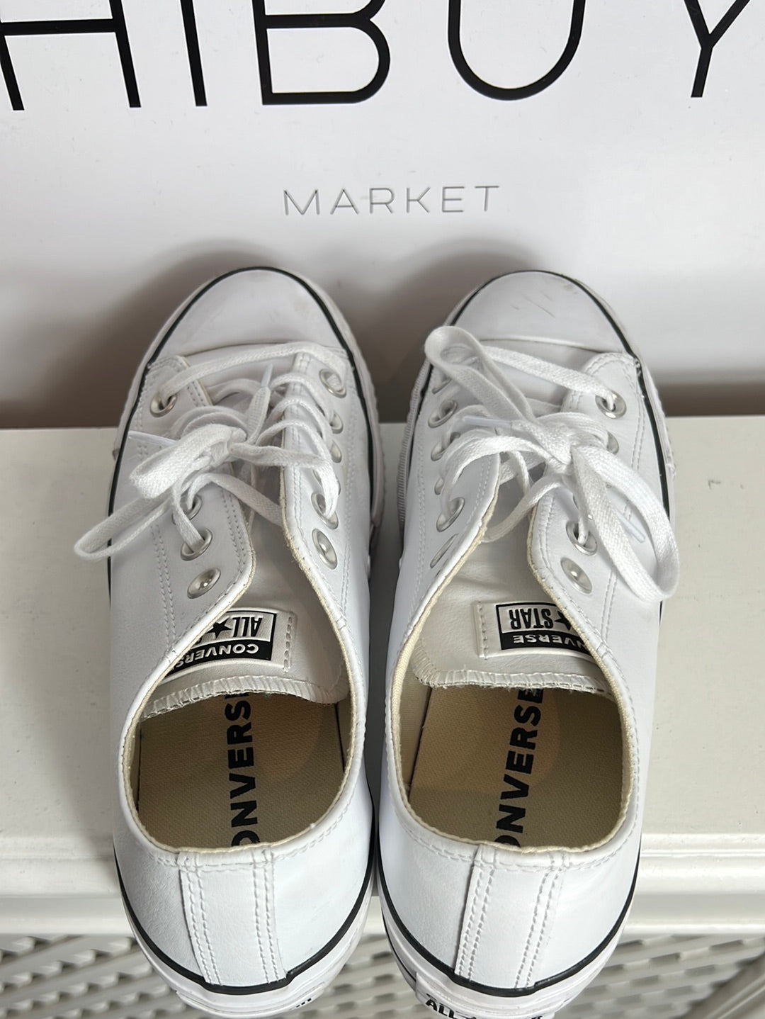 CONVERSE. Zapatillas blancas piel plataforma. T 38 (Tara)