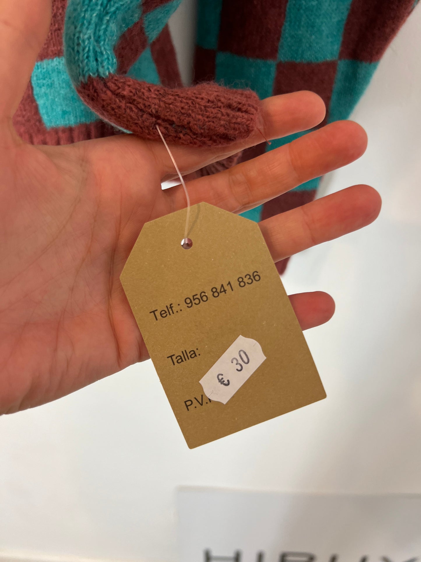 OTHERS. Green and tile checked sweater YOUR(s)