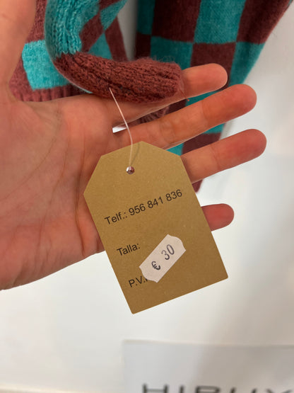 OTHERS. Green and tile checked sweater YOUR(s)