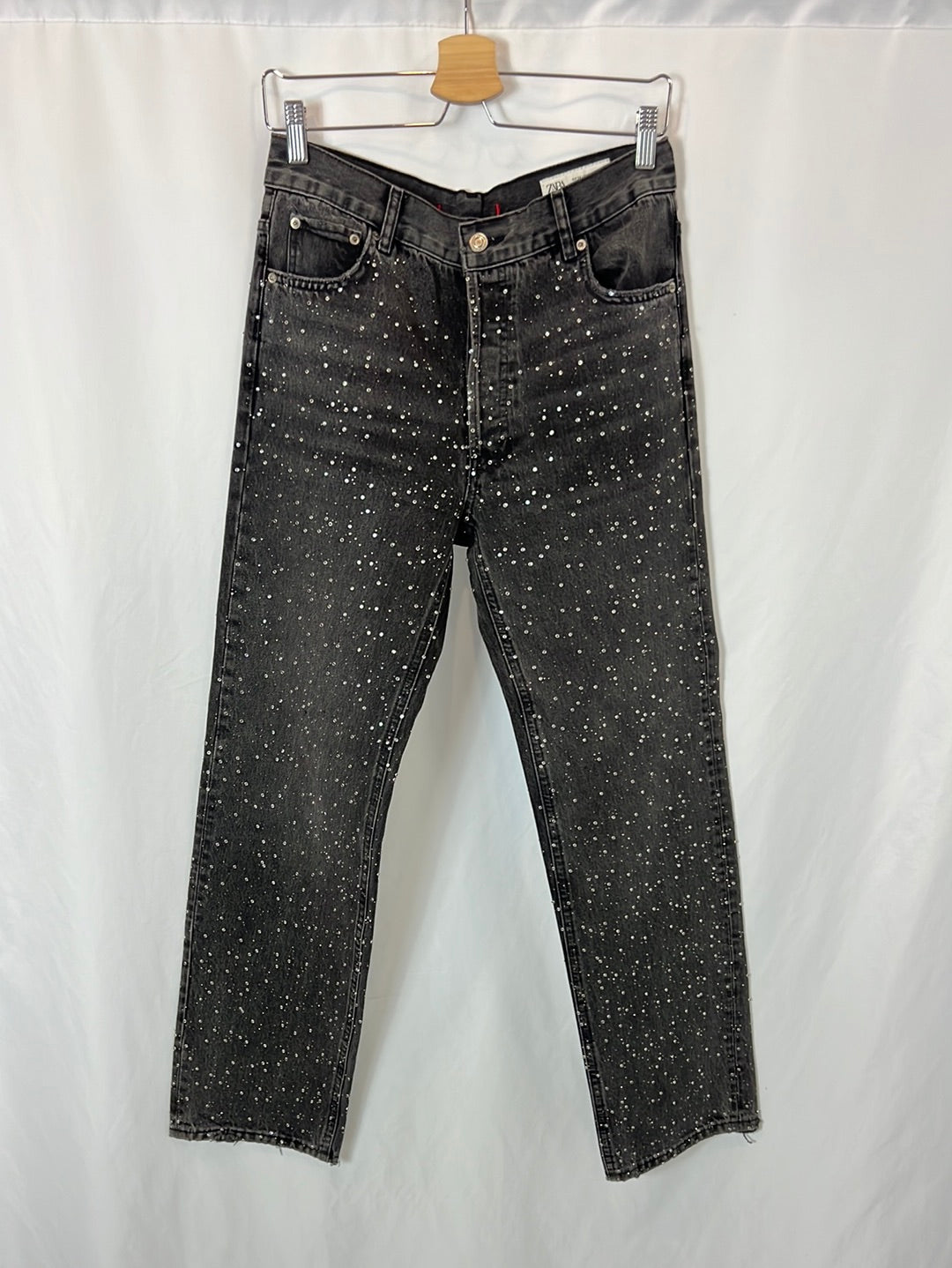 Denim trousers with rhinestones, size 34 – Hibuy market