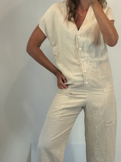 BIMBA Y LOLA. Beige linen jumpsuit. TS