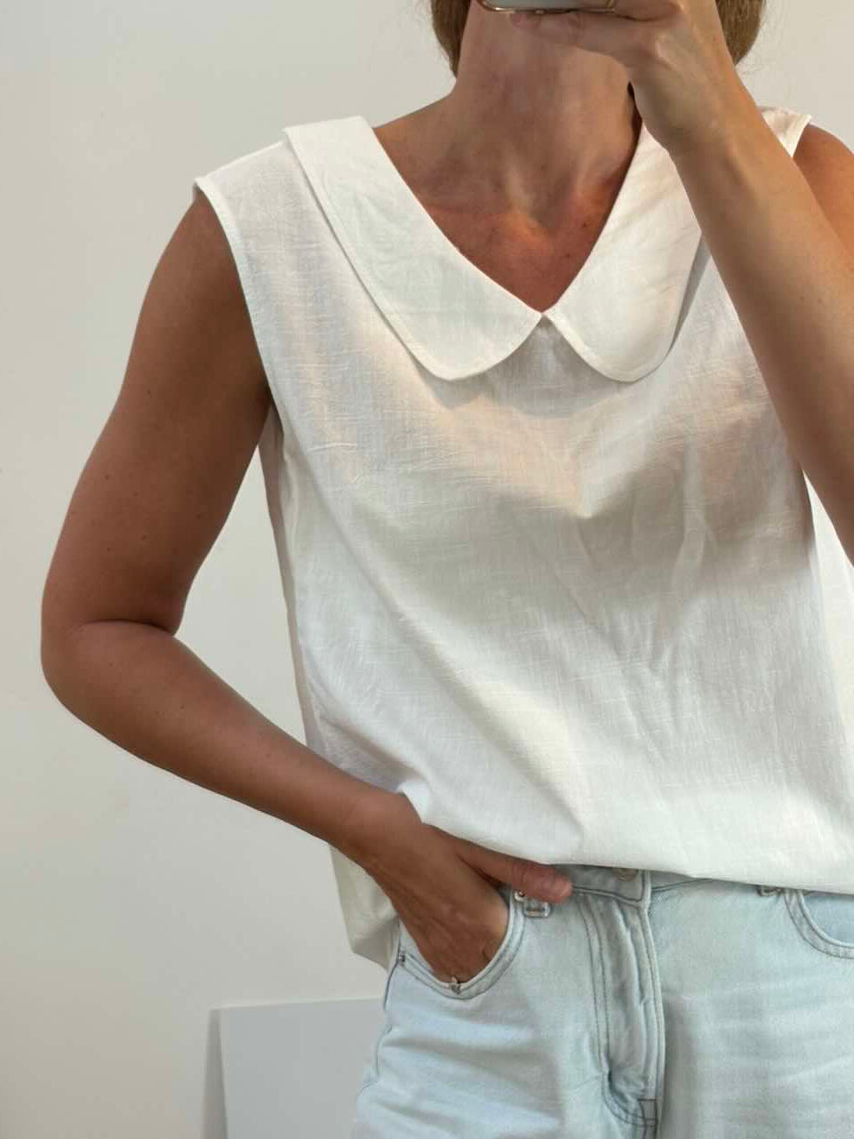 Top algodón detalle cuello